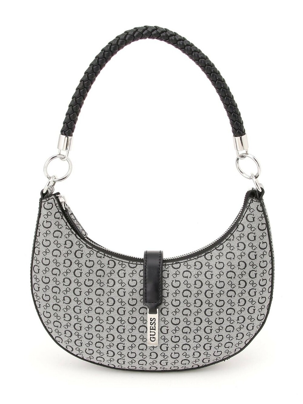 Guess Black & Gray Crescent Logo Shoulder Bag - Picture 1 of 8